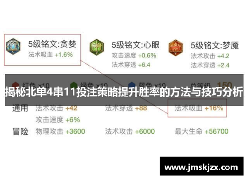 揭秘北单4串11投注策略提升胜率的方法与技巧分析